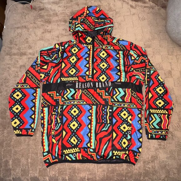 NWOT New Reason Brand Mens Anorak Hoodie Pullover Jacket Multicolor XL - Picture 1 of 14